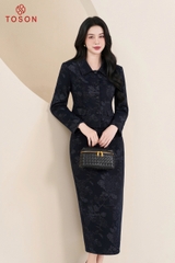 B8308T35 - Bộ xanh than u mì hoa: Vest cổ sam+ C.váy