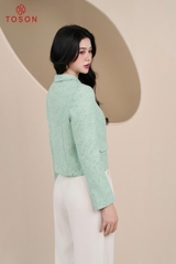 82516X65 - Áo vest ngắn text xanh nẹp cắt lượn