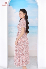 42006 - Đầm thô cổ đức xòe xếp ly