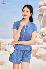 B1235X66 - Bộ cotton bò: Áo kéo khóa + Quần short