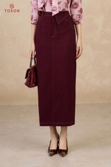 37028D65 - Chân váy đỏ đô diễu chỉ phối