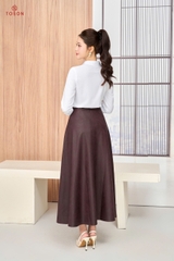 12144W06 - Áo cổ đức thô trắng dài tay xếp nơ