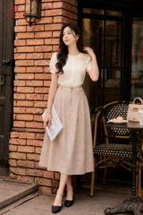 34013 - Chân váy dài xếp ly xòe - đũi