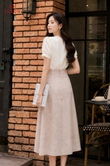 34013 - Chân váy dài xếp ly xòe - đũi