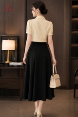 34056B96 - Chân váy đũi đen xòe đính cườm