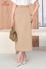 34059N96 - Chân váy tuýp si nâu túi ốp
