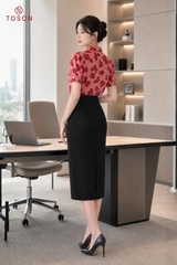 37068 - Chân váy tuýp si suông, cạp xếp ly
