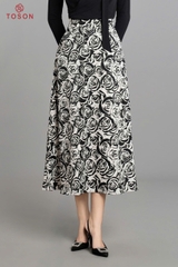 33037H65 - Chân váy xoè lụa hoa hồng túi chéo