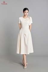 44268 - Đầm vai lệch, phối nơ vai