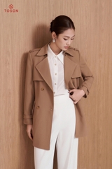 94056 - Áo măng tô dáng lỡ, tà bong thắt đai eo