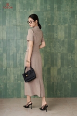 B1307N35 - Bộ CS đũi nhật nâu: Đờ mi + Chân váy