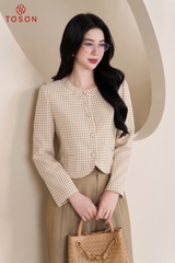 82512E95 - Áo vest dạ text kẻ be