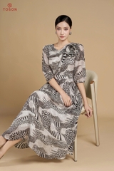 43134 - Đầm xòe cuốn hoa