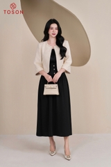 82021 - Áo khoác ngắn gấm lông thêu hoa