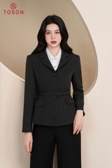 87001G65 - Vest dạ text ghi chì thắt đai eo