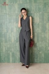 B1230K35 - Bộ demin kẻ: áo Gile + Quần suông