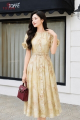 44102 - Đầm xòe ly súp tơ in  tay