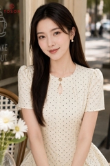 44196 - Đầm xoè đũi chấm bi