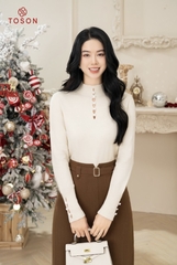 36033N94 - Chân váy nâu đũi nhật, dáng suông thắt đai.