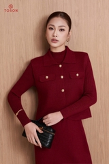 B6703 - Bộ len đen đính cúc: áo cổ đức + Đầm