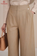 21031 - Quần suông denim nâu nhạt xếp ly