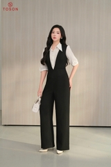 56004B85 - Jumpsuit đen đũi vân xương cá