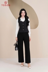 86022B95 - Áo gile cổ U đính cúc trang trí