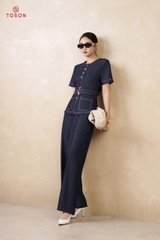 JBQ03X65 - Bộ denim diễu chỉ trắng: Áo dài + Q suông