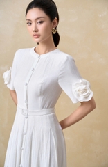 44102 - Đầm xòe ly súp tơ in  tay