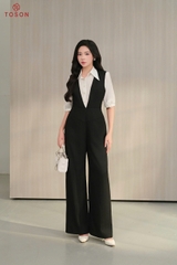 56004B85 - Jumpsuit đen đũi vân xương cá