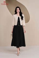 82021 - Áo khoác ngắn gấm lông thêu hoa