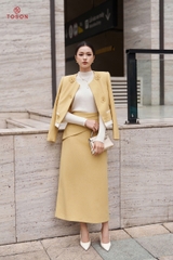 B8306 - Bộ tweet: Vest ngắn đính hoa+ C.Váy dài