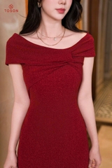 49669 - Đầm tiệc đỏ trễ vai