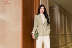 87018X95 - Áo blazer xanh tay phối kem