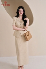 B8382K95 - Bộ text kẻ ô vàng: Vest tay cộc + C.Váy