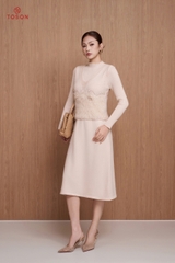 B6702 - Bộ len đính hoa cườm: Gile + Đầm