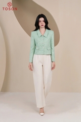 82516X65 - Áo vest ngắn text xanh nẹp cắt lượn