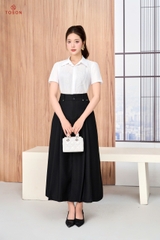 12137W96 - Áo trắng tơ óng đính cườm trái tim