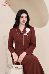 B8362N65 - Bộ tweet cam đất: Vest hoa cài + CV xòe