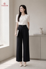 14076W65 - Áo lụa trắng xếp bèo