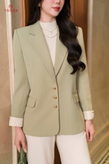 87018X95 - Áo blazer xanh tay phối kem