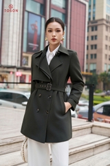 91001 - Măng tô kaki tà bong thắt đai eo