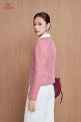 82014D95 - Áo vest cổ sam tweet đỏ trắng