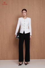 83012W95 - Áo vest trắng dạ len, vai đính cườm