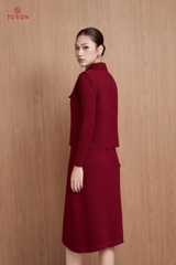 B6703 - Bộ len đen đính cúc: áo cổ đức + Đầm