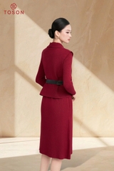 B6706 - Bộ len: Áo khoác sát nách + Đầm