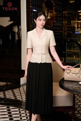 19113E66 - Áo ký giả kem, gấu thêu hoa bô đê