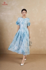 44102 - Đầm xòe ly súp tơ in  tay