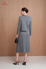 B6705G05 - Bộ len ghi áo Gile cổ tròn + Đầm