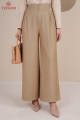 21031 - Quần suông denim nâu nhạt xếp ly